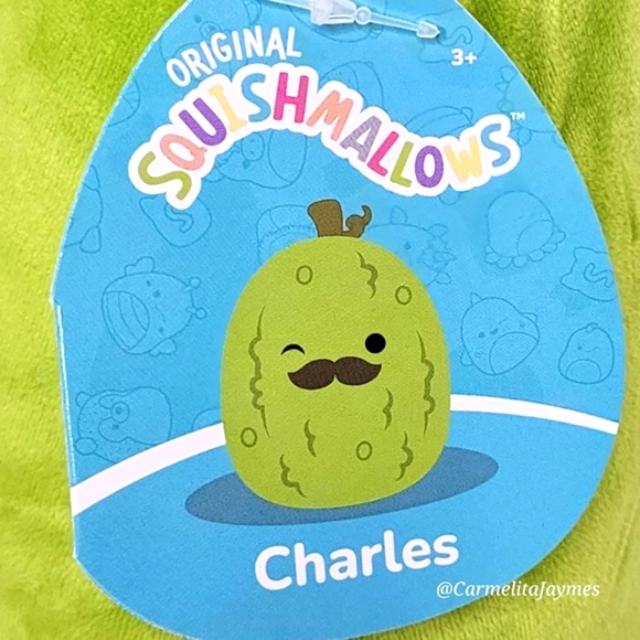 CHARLES 🥒 HTF 8" Pickle w Mustache Original Squishmallow by Kelly Toy ☆ NWT ☆ - Picture 3 of 8